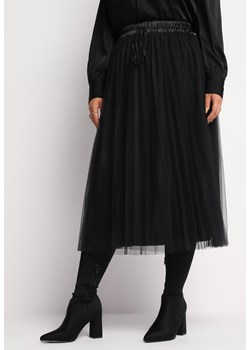 Czarna Plisowana Spódnica Midi z Gumką i Troczkiem w Pasie Merttak ze sklepu Born2be Odzież w kategorii Spódnice - zdjęcie 161841333