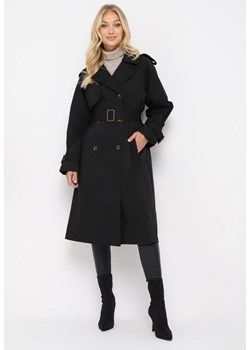 Czarny Płaszcz Trencz Dwurzędowy z Paskiem Cloimia ze sklepu Born2be Odzież w kategorii Płaszcze damskie - zdjęcie 161841693
