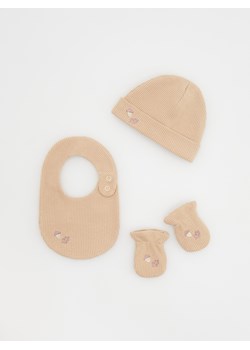 Reserved - Zestaw chusta, czapka i rękawiczki - beżowy ze sklepu Reserved w kategorii Czapki dziecięce - zdjęcie 161844021