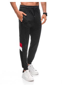 Spodnie męskie dresowe 1392P - grafitowe ze sklepu Edoti w kategorii Spodnie męskie - zdjęcie 161849261