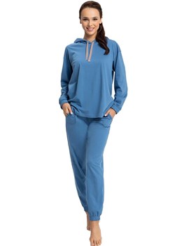Luna bawełniana niebieska piżama damska z kapturem 619, Kolor niebieski, Rozmiar 2XL, Luna ze sklepu Intymna w kategorii Piżamy damskie - zdjęcie 161858271