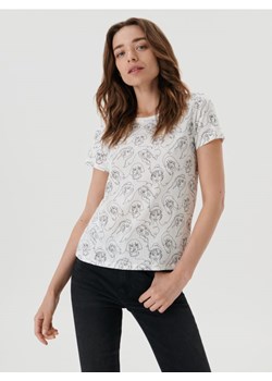 Sinsay - Koszulka z nadrukiem - kremowy ze sklepu Sinsay w kategorii Bluzki damskie - zdjęcie 161933044