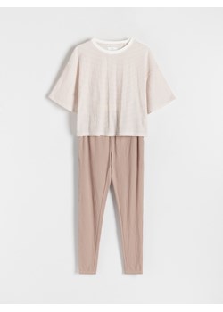 Reserved - Dwuczęściowa piżama - złamana biel ze sklepu Reserved w kategorii Piżamy damskie - zdjęcie 161936654