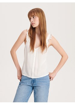 Reserved - Bluzka na ramiączkach z falbaną - biały ze sklepu Reserved w kategorii Bluzki damskie - zdjęcie 161936914