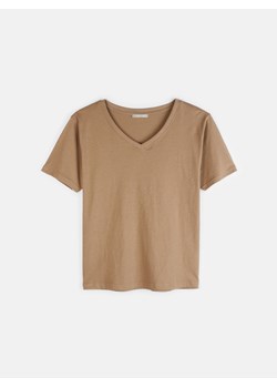 GATE T-shirt basic z bawełny z dekoltem w szpic 34 ze sklepu gateshop w kategorii Bluzki damskie - zdjęcie 161939051