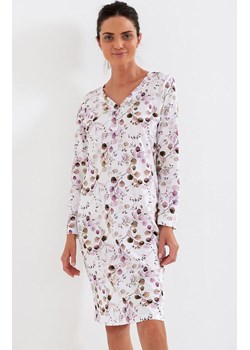 Bawełniana koszula nocna z długim rękawem 204, Kolor biało-różowy, Rozmiar M, Cana ze sklepu Primodo w kategorii Koszule nocne - zdjęcie 161947100