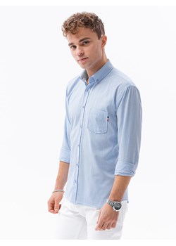 Koszula męska z długim rękawem SLIM FIT - błękitna V8 K643 ze sklepu ombre w kategorii Koszule męskie - zdjęcie 161954412