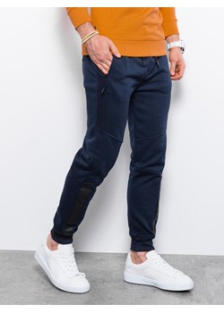 Spodnie męskie dresowe z przeszyciami - granatowe V4 OM-PASK-0137 ze sklepu ombre w kategorii Spodnie męskie - zdjęcie 161954471