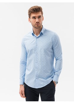 Koszula męska elegancka z długim rękawem - błękitna K463 ze sklepu ombre w kategorii Koszule męskie - zdjęcie 161954601
