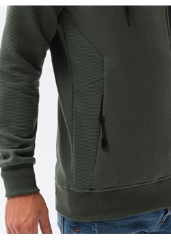 Bluza męska rozpinana z kapturem - khaki V1 OM-SSZP-0124 ze sklepu ombre w kategorii Bluzy męskie - zdjęcie 161954820