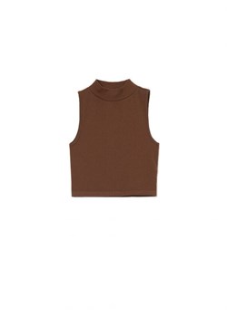 Cropp - Brązowy top - brązowy ze sklepu Cropp w kategorii Bluzki damskie - zdjęcie 161957752
