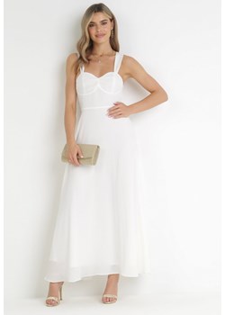 Biała Sukienka Maxi z Ozdobnym Wiązaniem na Plecach Bremte ze sklepu Born2be Odzież w kategorii Sukienki - zdjęcie 161958450