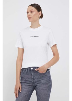 Calvin Klein Jeans t-shirt bawełniany kolor biały ze sklepu ANSWEAR.com w kategorii Bluzki damskie - zdjęcie 161966361