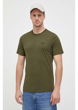 Barbour t-shirt bawełniany kolor zielony gładki ze sklepu ANSWEAR.com w kategorii T-shirty męskie - zdjęcie 161966384