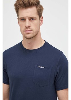 Barbour t-shirt bawełniany kolor granatowy gładki ze sklepu ANSWEAR.com w kategorii T-shirty męskie - zdjęcie 161966394