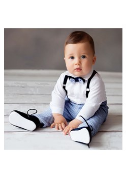 Elegancki komplet NATAN dla chłopca koszulo-body, spodnie, mucha, szelki ze sklepu 5.10.15 w kategorii Ubranka do chrztu - zdjęcie 161974084
