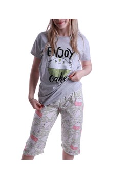 Szara piżama z krótkimi rękawkami Enjoy /H2-K44 P46 S195/ ze sklepu Pantofelek24.pl w kategorii Piżamy damskie - zdjęcie 161979730