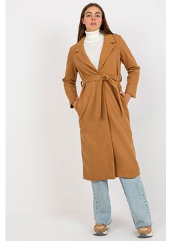 Och Bella Camelowy długi płaszcz damski z wiązaniem ze sklepu 5.10.15 w kategorii Płaszcze damskie - zdjęcie 161981983