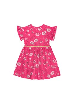 Różowa bawełniana sukienka dziewczęca z ozdobnymi rękawkami ze sklepu 5.10.15 w kategorii Sukienki dziewczęce - zdjęcie 161982283