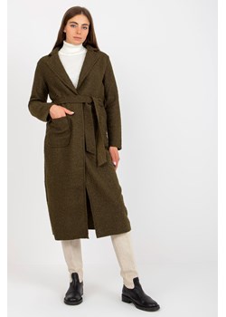 Och Bella Khaki pluszowy maxi płaszcz z wiązaniem Merve ze sklepu 5.10.15 w kategorii Płaszcze damskie - zdjęcie 161982582