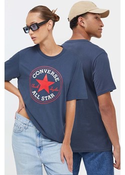 Converse t-shirt bawełniany kolor granatowy z nadrukiem ze sklepu ANSWEAR.com w kategorii Bluzki damskie - zdjęcie 161984191