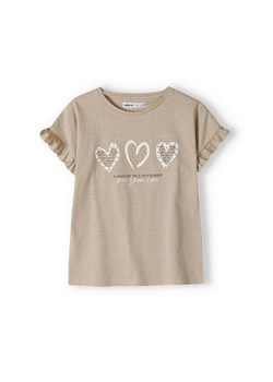 Beżowa koszulka dla małej dziewczynki z bawełny- serca ze sklepu 5.10.15 w kategorii Bluzki dziewczęce - zdjęcie 161987114