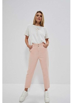 Bawełniane spodnie jeansowe damskie różowe ze sklepu 5.10.15 w kategorii Jeansy damskie - zdjęcie 161987524