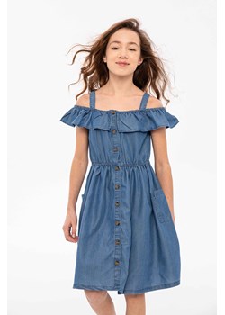 Niebieska sukienka dziewczęca lyocell z falbanką ze sklepu 5.10.15 w kategorii Sukienki dziewczęce - zdjęcie 161989271