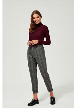 Spodnie damskie  z wysokim stanem - szare w jodełkę ze sklepu 5.10.15 w kategorii Spodnie damskie - zdjęcie 161992652