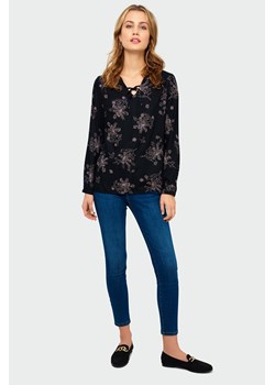 Bluzka z damska z wiskozy z długim rękawem w kwiatki - czarne ze sklepu 5.10.15 w kategorii Bluzki damskie - zdjęcie 161992824