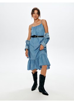 Sinsay - Sukienka midi z falbaną - niebieski ze sklepu Sinsay w kategorii Sukienki - zdjęcie 161995944