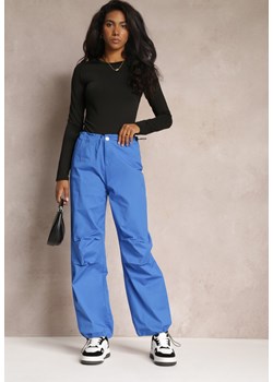 Niebieskie Szerokie Spodnie ze Stoperami i Marszczoną Talią Nirli ze sklepu Renee odzież w kategorii Spodnie damskie - zdjęcie 161996113