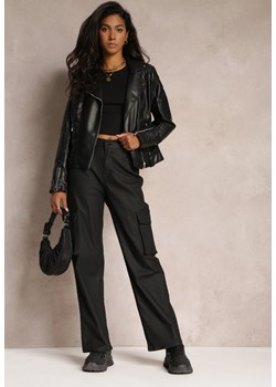 Czarne Szerokie Spodnie Bojówki Veia ze sklepu Renee odzież w kategorii Spodnie damskie - zdjęcie 162000123