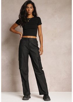 Czarne Szerokie Spodnie Bojówki Veia ze sklepu Renee odzież w kategorii Spodnie damskie - zdjęcie 162000124