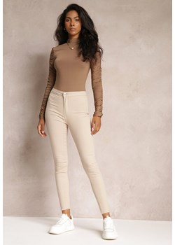 Beżowe Spodnie Skinny High Waist Feniva ze sklepu Renee odzież w kategorii Spodnie damskie - zdjęcie 162000133