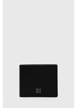 HUGO portfel skórzany męski kolor czarny ze sklepu ANSWEAR.com w kategorii Portfele męskie - zdjęcie 162004081