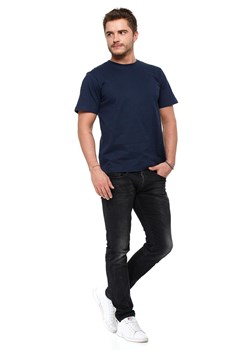 Bawełniany t -shirt męski z okrągłym dekoltem - 2 pak - granatowy - czarny ze sklepu 5.10.15 w kategorii T-shirty męskie - zdjęcie 162011503