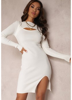 Biała Sukienka Dzianinowa Kiromanne ze sklepu Renee odzież w kategorii Sukienki - zdjęcie 162020364