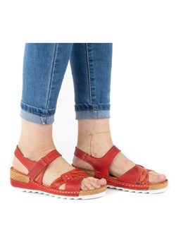 WASAK Wygodne sandały damskie skórzane 0620W czerwone ze sklepu ButyModne.pl w kategorii Espadryle damskie - zdjęcie 162020753