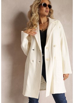Beżowy Dwurzędowy Płaszcz Zapinany na Guziki z Kieszeniami Primel ze sklepu Renee odzież w kategorii Płaszcze damskie - zdjęcie 162025584