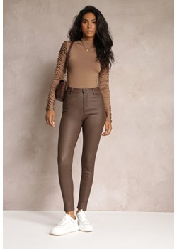 Brązowe Casualowe Spodnie Skinny o Modelującym Fasonie Elovi ze sklepu Renee odzież w kategorii Spodnie damskie - zdjęcie 162025612