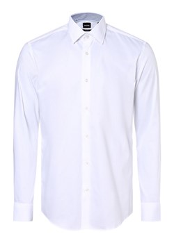 BOSS Koszula męska łatwa w prasowaniu Mężczyźni Slim Fit Bawełna biały jednolity ze sklepu vangraaf w kategorii Koszule męskie - zdjęcie 162030581