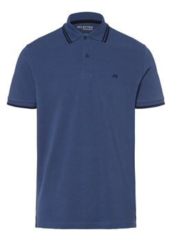 Selected Męska koszulka polo Mężczyźni Bawełna indygo jednolity ze sklepu vangraaf w kategorii T-shirty męskie - zdjęcie 162030612