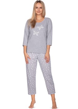 Bawełniana piżama damska z rękawem 3/4 szara 642, Kolor szary melanż, Rozmiar XL, Regina ze sklepu Intymna w kategorii Piżamy damskie - zdjęcie 162032804