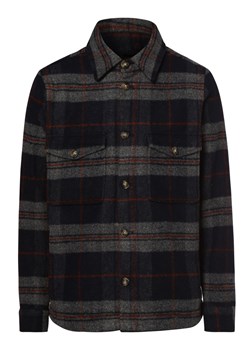 Selected Overshirt męski Mężczyźni Regular Fit Sztuczne włókno granatowy w kratkę ze sklepu vangraaf w kategorii Kurtki męskie - zdjęcie 162035094