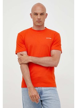 Calvin Klein t-shirt bawełniany kolor pomarańczowy gładki ze sklepu ANSWEAR.com w kategorii T-shirty męskie - zdjęcie 162040900