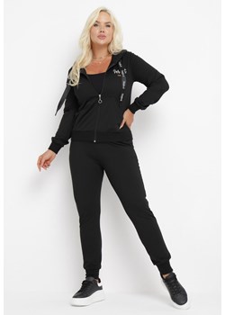 Czarny 2-Częściowy Bawełniany Komplet Dresowy Spodnie i Bluza Pavicia ze sklepu Born2be Odzież w kategorii Dresy damskie - zdjęcie 162047640
