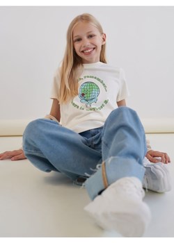 Sinsay - Koszulka z nadrukiem - kremowy ze sklepu Sinsay w kategorii Bluzki dziewczęce - zdjęcie 162050303