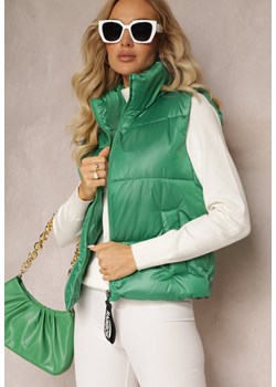 Zielona Pikowana Kamizelka z Szerokim Kołnierzem Cerissa ze sklepu Renee odzież w kategorii Kamizelki damskie - zdjęcie 162051503