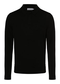 Calvin Klein Sweter męski Mężczyźni Wełna czarny jednolity ze sklepu vangraaf w kategorii Swetry męskie - zdjęcie 162055992